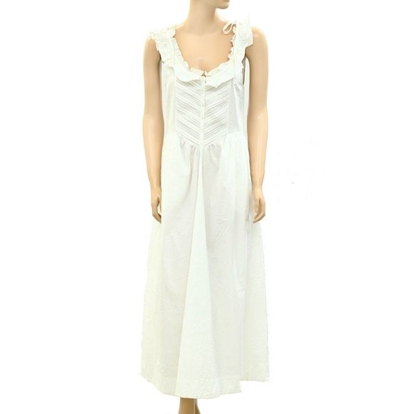 Doen Dresses & Skirts - Dôen Ruffle Maxi Long Dress Pintuck Solid Cotton Ivory Resort XS